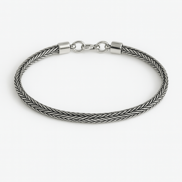 Pulsera Trenzada Espiga en Plata 950 – Estilo Minimalista Masculino